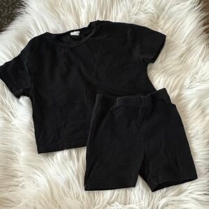 SHEIN Black Casual T-Shirt and Shorts Set